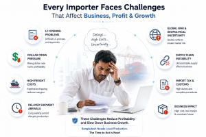 Bangladeshi importer and investor facing business challenges due to import dependency, LC complications, shipment delays, and global supply chain issues